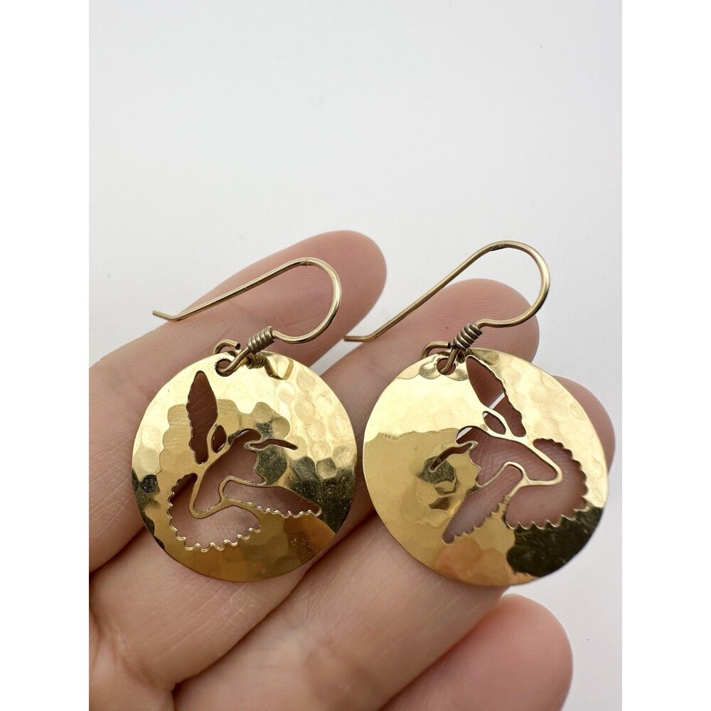 WILD BRYDE earrings - gold-tone Hollow Bird Drop signed